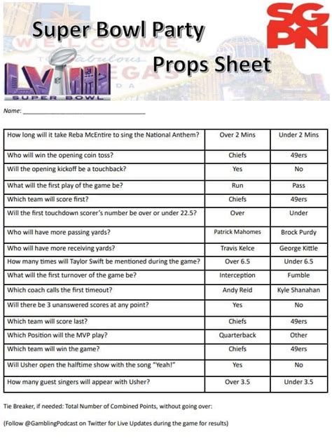 PARTY PROP SHEET .